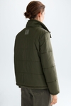 Faux fur quilted nylon reversible coat