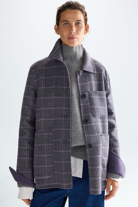 DOUBLE-FACED WOOL STRAIGHT-FIT REVERSIBLE COAT