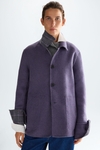 Double-faced wool straight-fit reversible coat