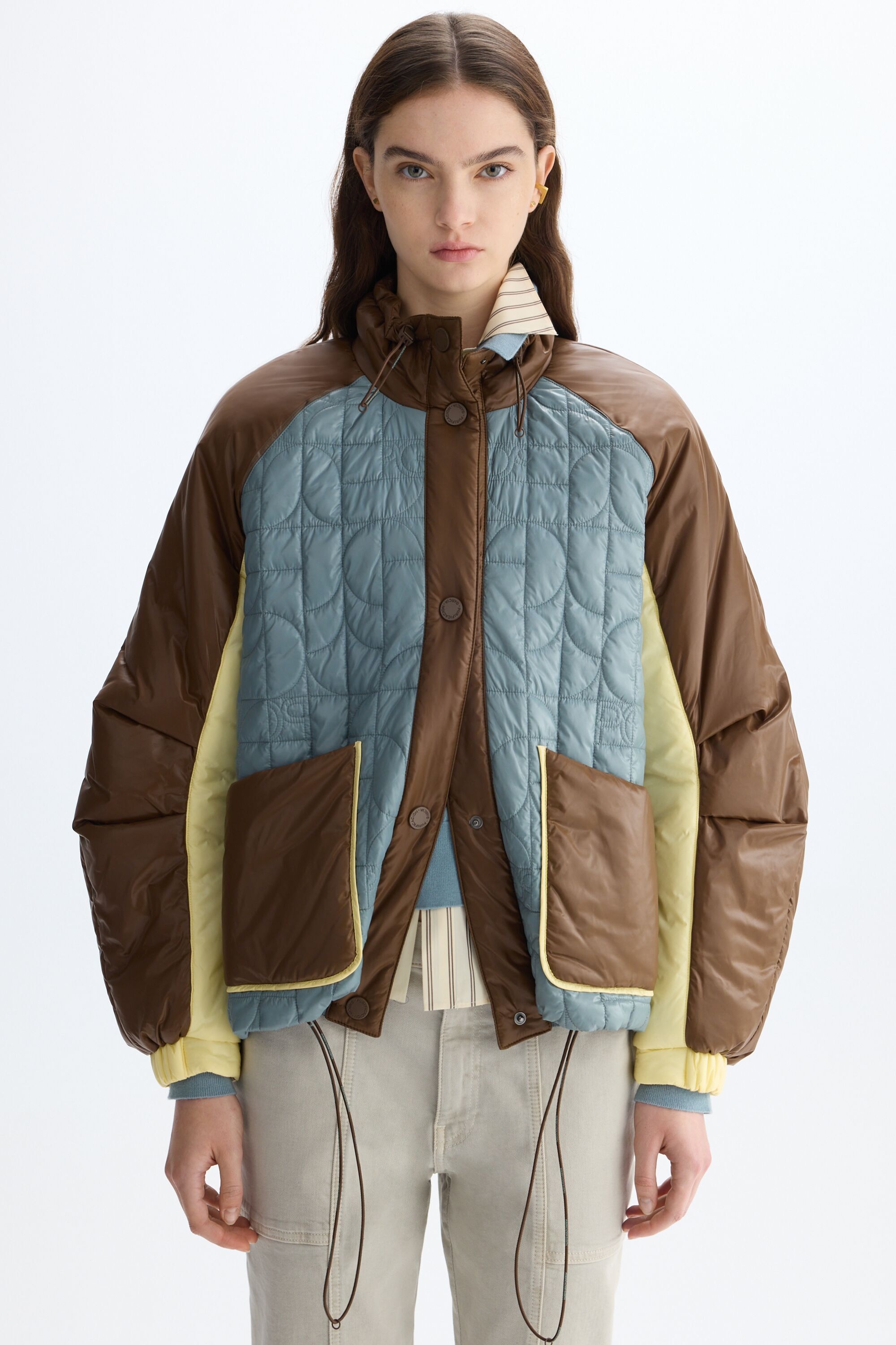 Bauhaus quilted nylon bomber coat