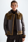 Down-quilted nylon double-faced short jacket