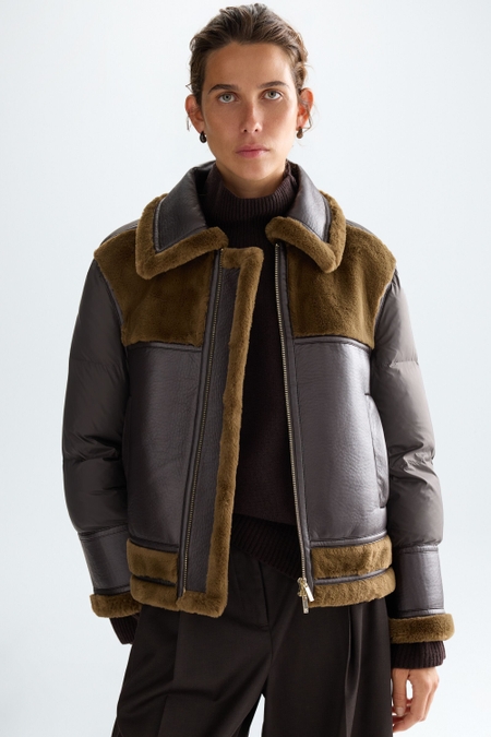 DOWN-QUILTED NYLON DOUBLE-FACED SHORT JACKET