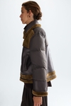 Down-quilted nylon double-faced short jacket