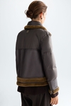 Down-quilted nylon double-faced short jacket