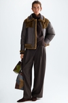 Down-quilted nylon double-faced short jacket