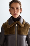 Down-quilted nylon double-faced short jacket
