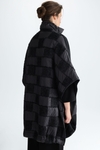 Cube-quilted nylon double-faced wool cape