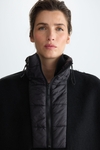 Cube-quilted nylon double-faced wool cape