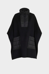 Cube-quilted nylon double-faced wool cape
