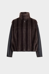 Faux-fur and faux-leather reversible bomber jacket