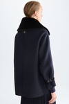 Double-faced wool coat with detachable collar