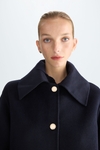 Double-faced wool coat with detachable collar