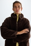 Faux-fur nylon reversible coat
