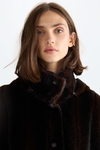 Double-faced faux-fur coat with detachable hood