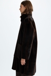 Double-faced faux-fur coat with detachable hood