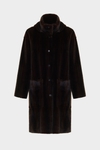 Double-faced faux-fur coat with detachable hood