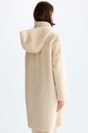 Double-faced faux-fur coat with detachable hood