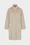 Double-faced faux-fur coat with detachable hood