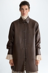 Prince of Wales chequered faux-leather reversible coat