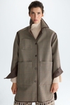 Prince of Wales chequered faux-leather reversible coat
