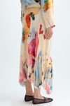 Print twill asymmetric pleated skirt