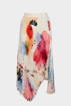 Print twill asymmetric pleated skirt