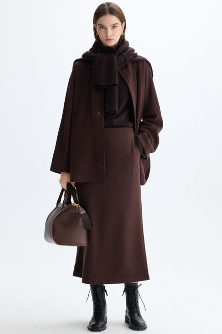 DOUBLE-FACED STRAIGHT-FIT MIDI SKIRT