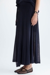 Semi-sheer pleated knit wrap skirt