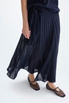 Semi-sheer pleated knit wrap skirt