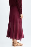Semi-sheer pleated knit wrap skirt