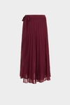 Semi-sheer pleated knit wrap skirt