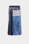 Falda plisada twill estampado patchwork denim