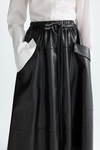 Faux-leather midi skirt with jewel belt