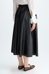 Faux-leather midi skirt with jewel belt