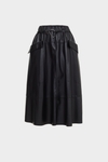 Faux-leather midi skirt with jewel belt
