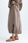 Chequered technical cotton balloon-fit skirt