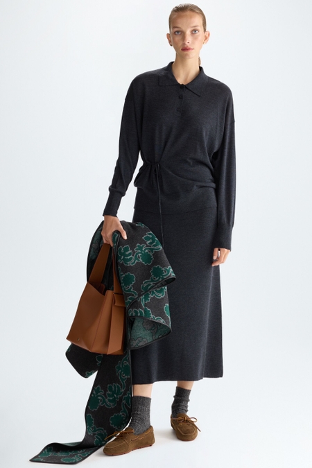 MERINO WOOL KNIT MIDI SKIRT