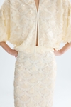Sequinned tulle straight-fit skirt