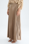 Metallic crepe long pleated skirt