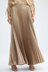 Metallic crepe long pleated skirt