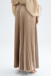 Metallic crepe long pleated skirt