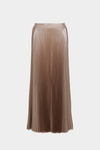 Metallic crepe long pleated skirt