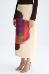 Print duchesse A-line midi skirt