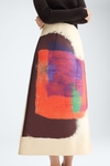 Print duchesse A-line midi skirt