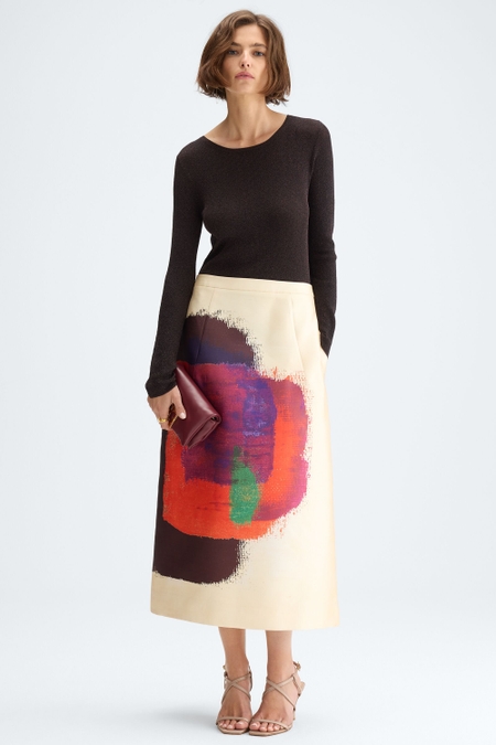 PRINT DUCHESSE A-LINE MIDI SKIRT