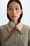 Chequered technical cotton straight-fit trench coat