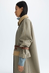 Chequered technical cotton straight-fit trench coat