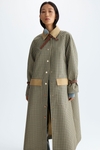 Chequered technical cotton straight-fit trench coat
