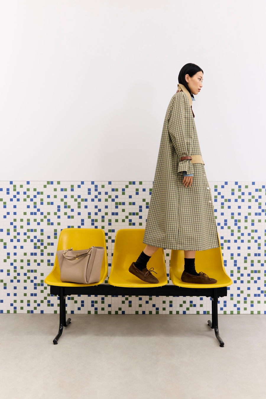 GABARDINA RECTA ALGODÓN TÉCNICO CUADROS