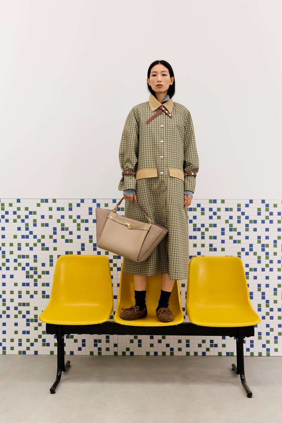 GABARDINA RECTA ALGODÓN TÉCNICO CUADROS